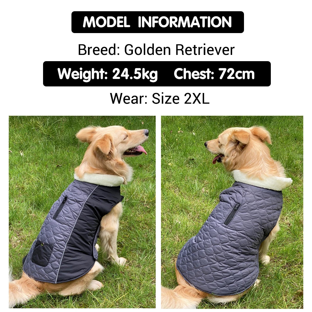 Winter Dog Clothes With Fur Collar Warm Waterproof Jacket