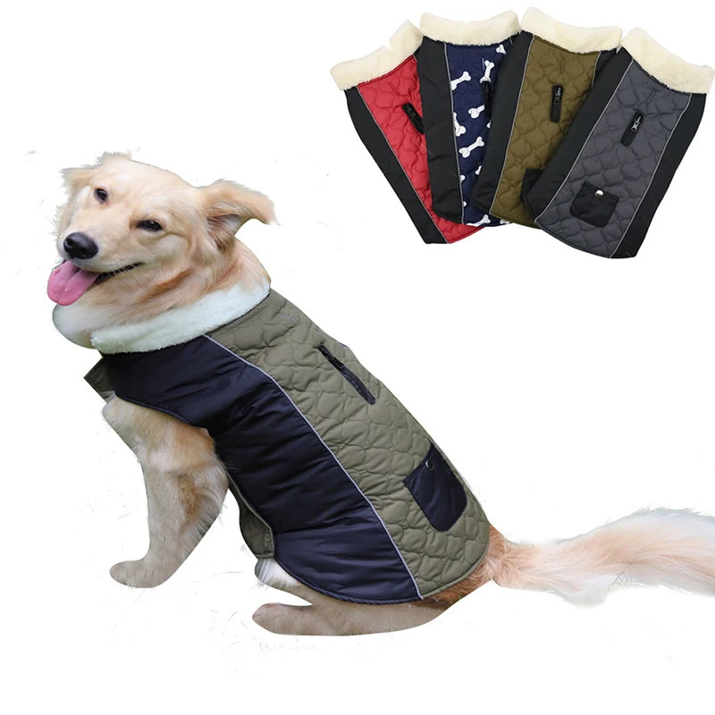 Winter Dog Clothes With Fur Collar Warm Waterproof Jacket