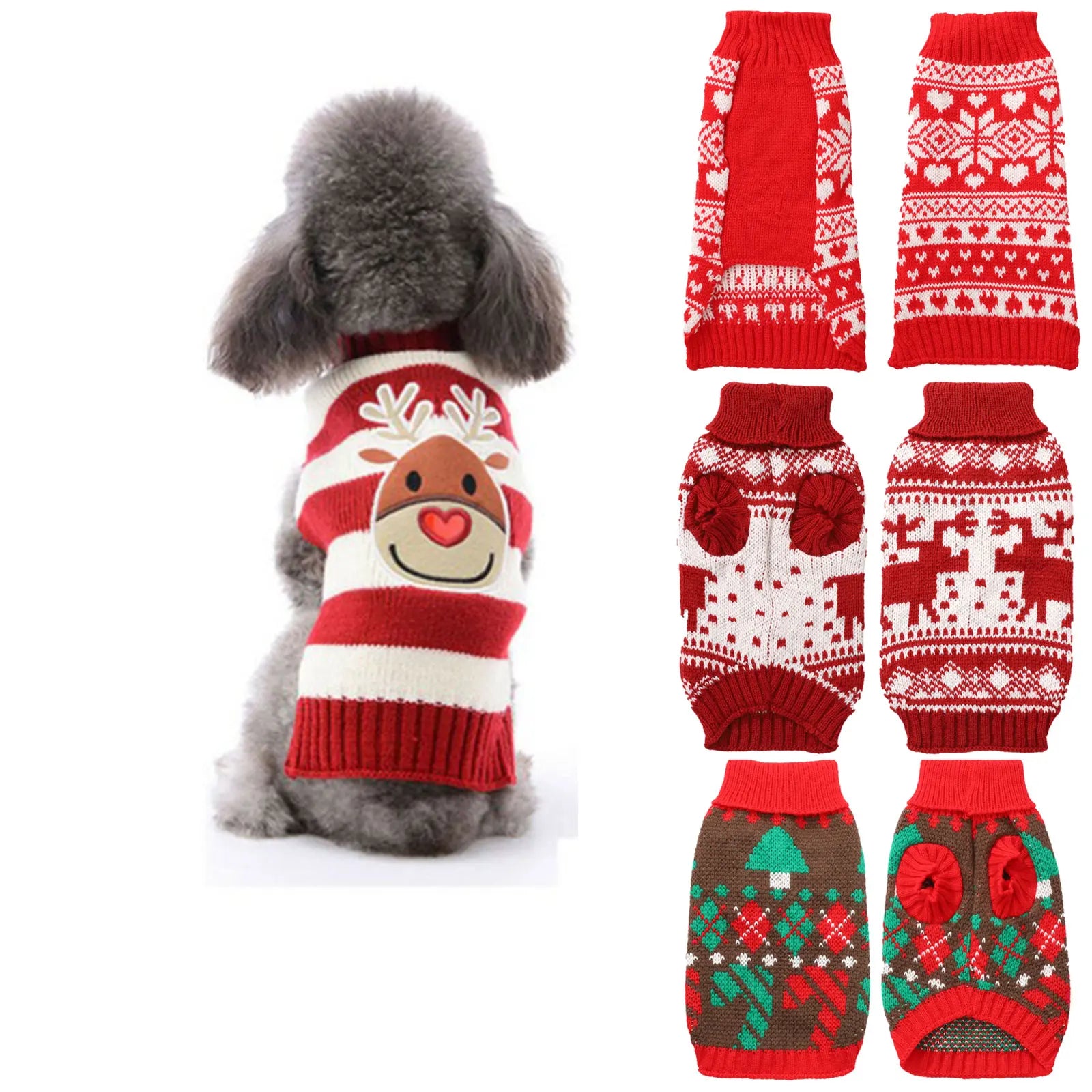 Christmas Dog Sweaters Winter Warm Dog Clothes Knitted Pet Clothing for Small Dogs Puppy Cats Sweater Vest Chihuahua Yorkie Coat